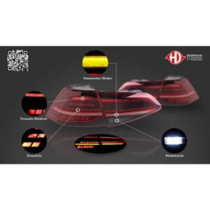 Kit De Feux Arrières Avec Feu De Clignotant Avec Effet Balayage Version Gti Optik Volkswagen Golf Vii Limousine 2012 à 2017 - Pièces auto Maroc