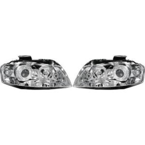 Kit De Projecteurs Principaux H7/H7 Angel Eyes Chrome Audi A3 2003 à 2005 - Pièces auto Maroc