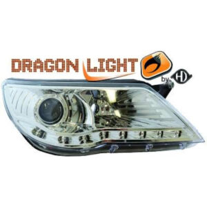 Optique Phare Dragon-Lights Avec Commande Pour Correcteur De Site Projecteur Chrome Volkswagen Tiguan 2007 à 2011 - Pièces auto Maroc