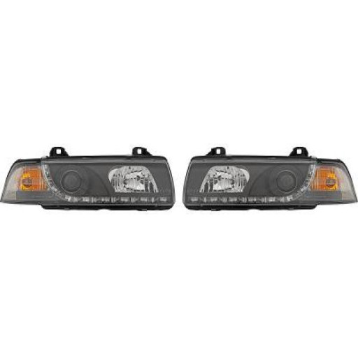 Set De Deux Phares Principaux H1/H1 Noir Bmw Série 3 (E36) De 1990 À 2009 - Pièces auto Maroc