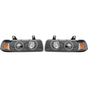 Set De Deux Phares Principaux H1/H3 Noir Bmw Série 3 (E36) De 1990 À 1999 - Pièces auto Maroc